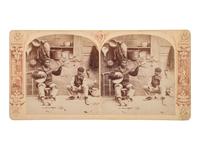 [EARLY PHOTOGRAPHY] -- [RECONSTRUCTION]. Stereoview of an African American subject paying a banjo.