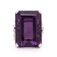 Amethyst, Diamond, and White Gold Ring
