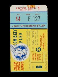 A Bill Veeck Signed Autograph 1959 World Series Program With Game 6 Ticket Stub (Beckett Authentication Services)