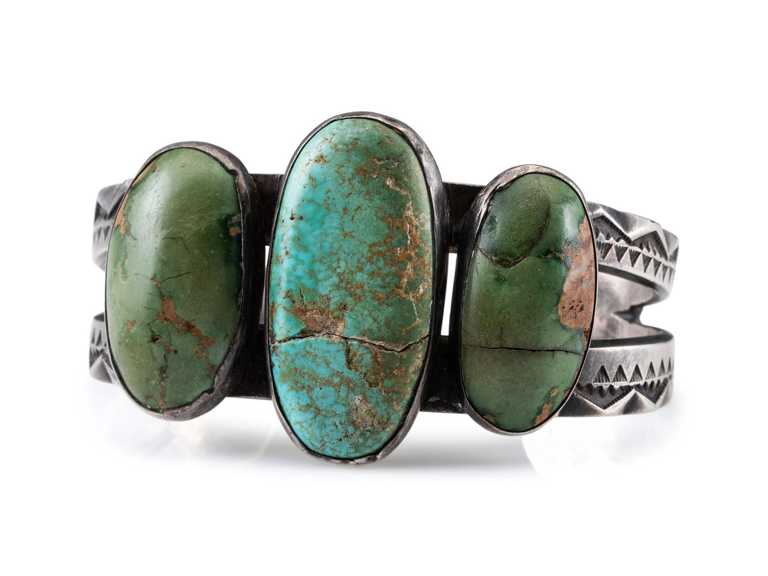 Navajo Silver and Turquoise Cuff Bracelet