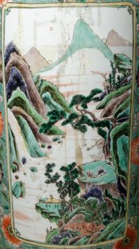 A Famille Verte Porcelain Rouleau Vase