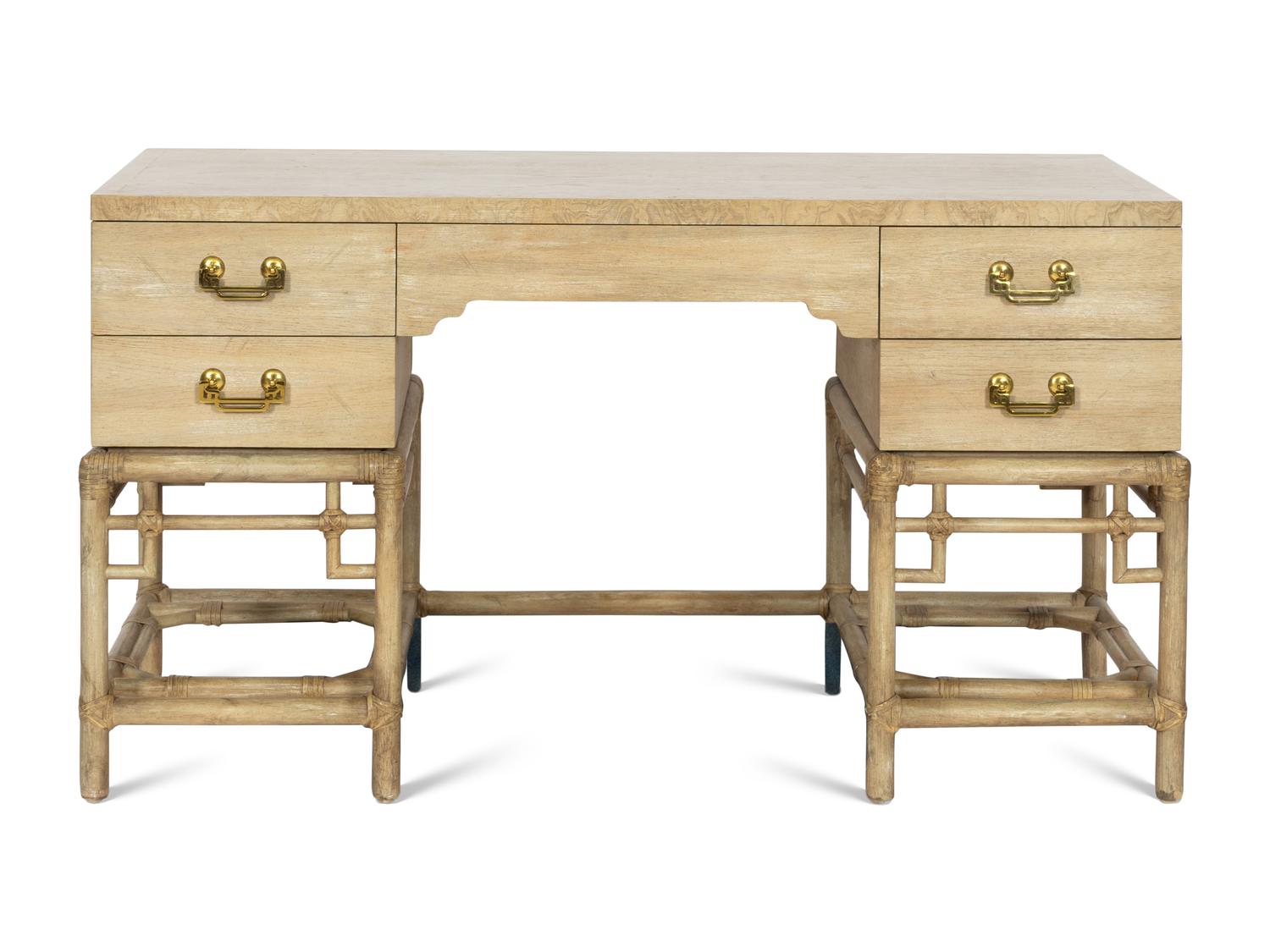 A Ficks Reed Writing Desk with Bamboo Base