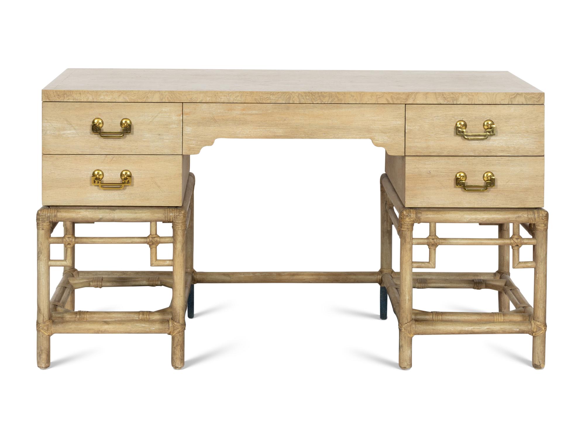 A Ficks Reed Writing Desk with Bamboo Base