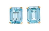 A Pair of Yellow Gold and Aquamarine Earclips, 5.10 dwts.
