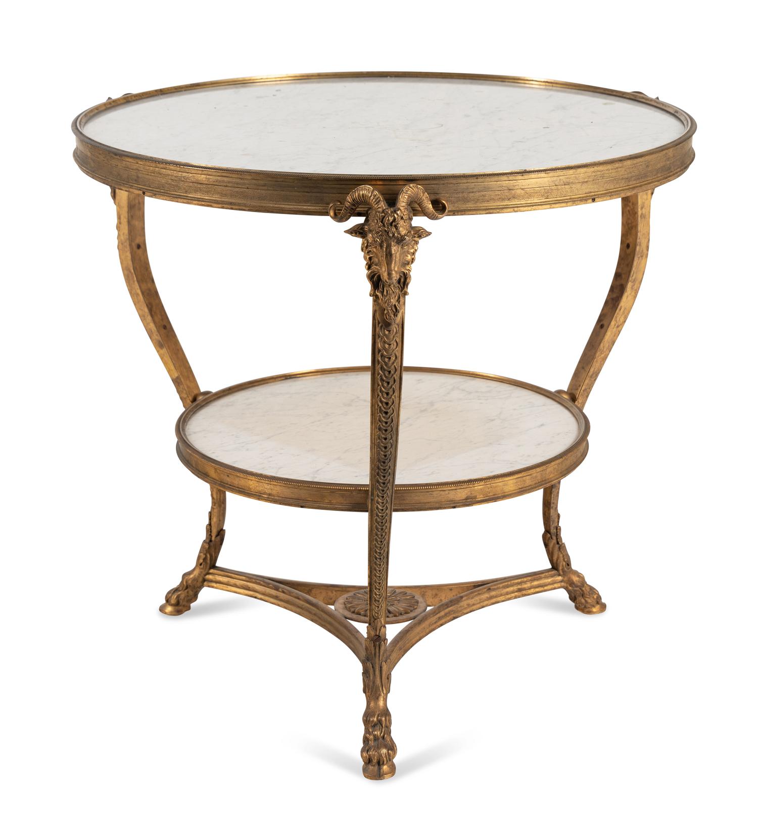 A French Gilt Bronze and Marble Guéridon