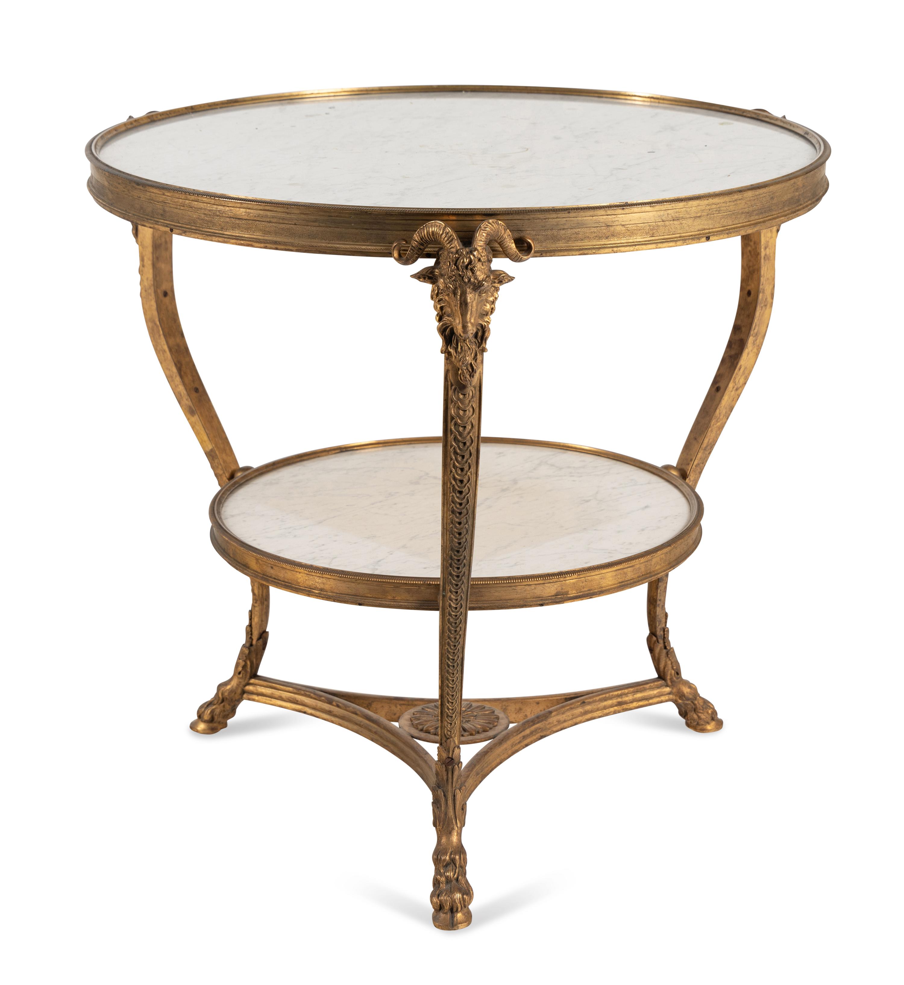A French Gilt Bronze and Marble Guéridon
