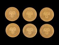 [COLOMBIA] A Group of Six 1975 Fundacion de Santa Maria Commemorative 1,000 Peso Gold Proof Coins
