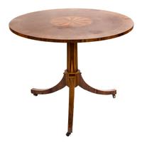 A Louis XVI Style Tulipwood and Parquetry Circular Occasional Table Height 28 1/4 x diameter 19 1/2 inches. — 19TH/20TH CENTURY