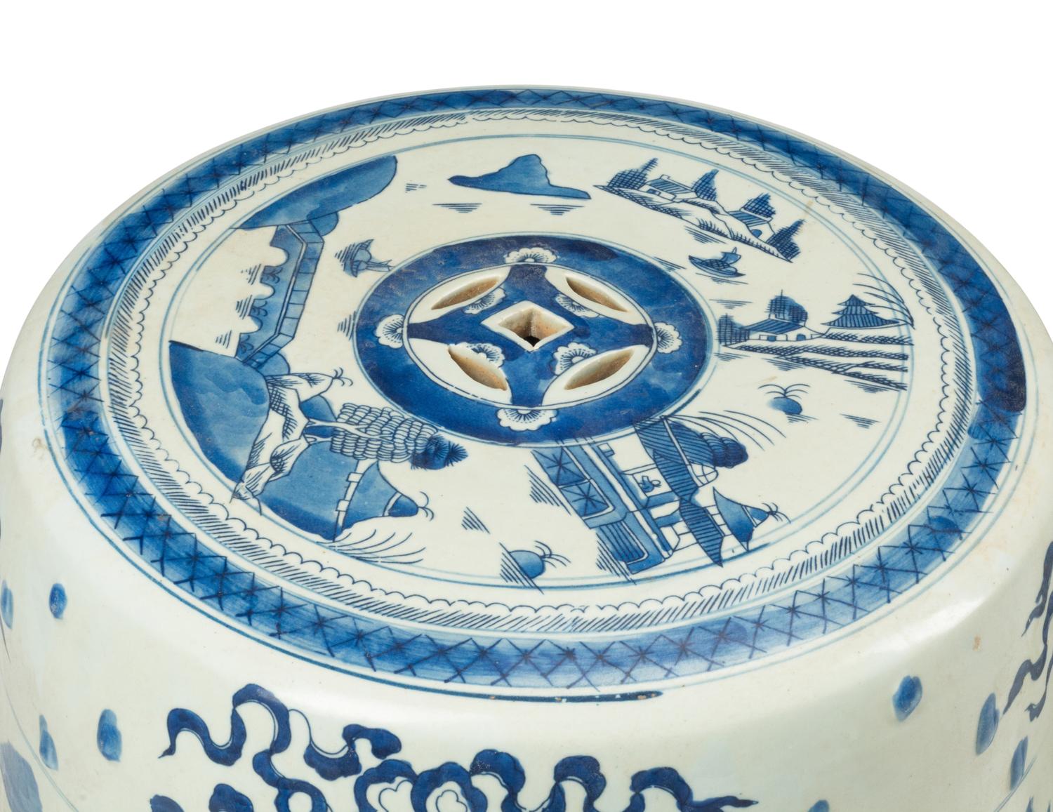 A Pair of Chinese Blue and White Porcelain Garden Seats