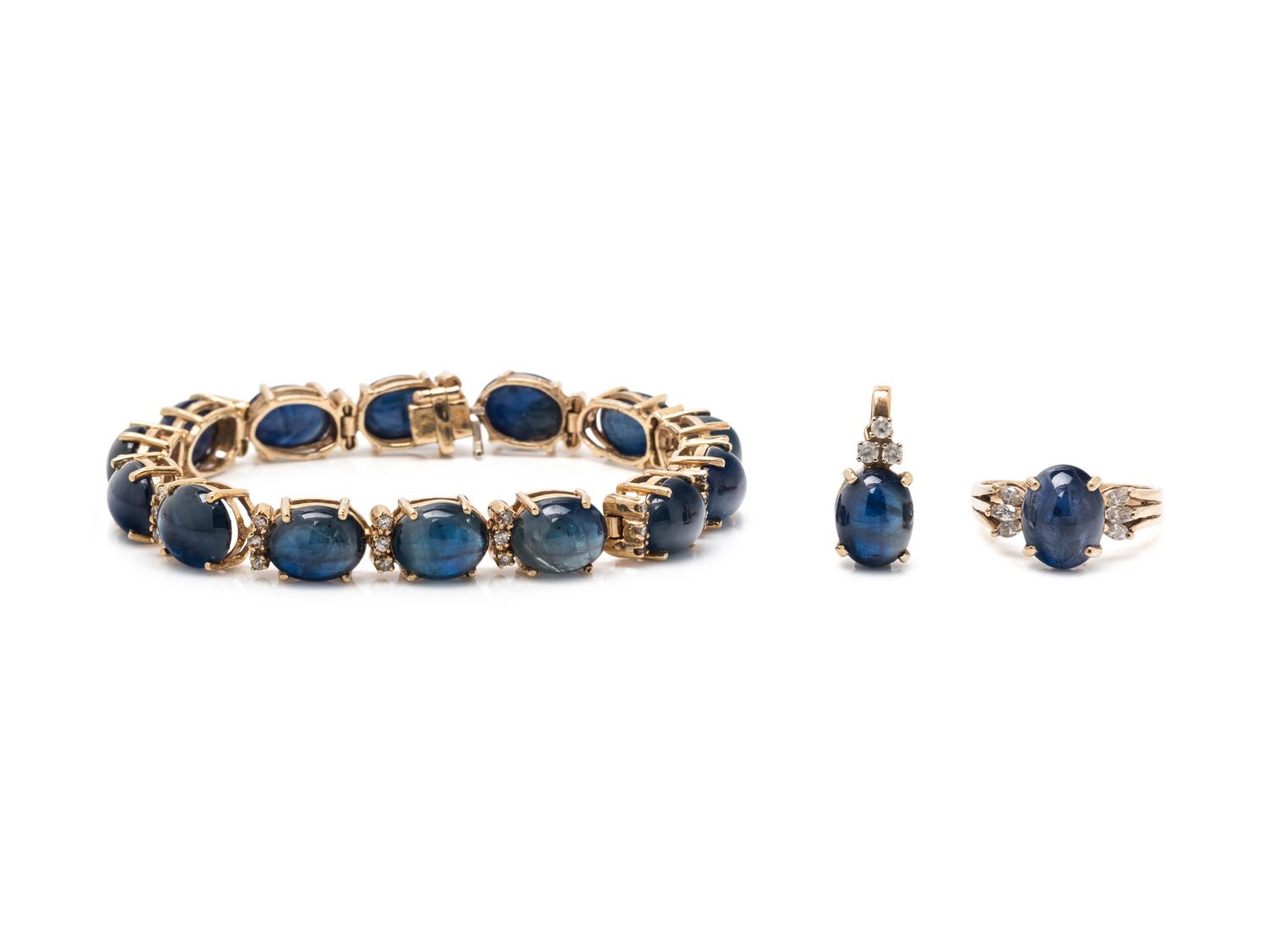 SAPPHIRE AND DIAMOND SET