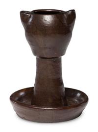 A Rare Double-Spouted Stoneware Grease Lamp, Attributed to Samuel Routson