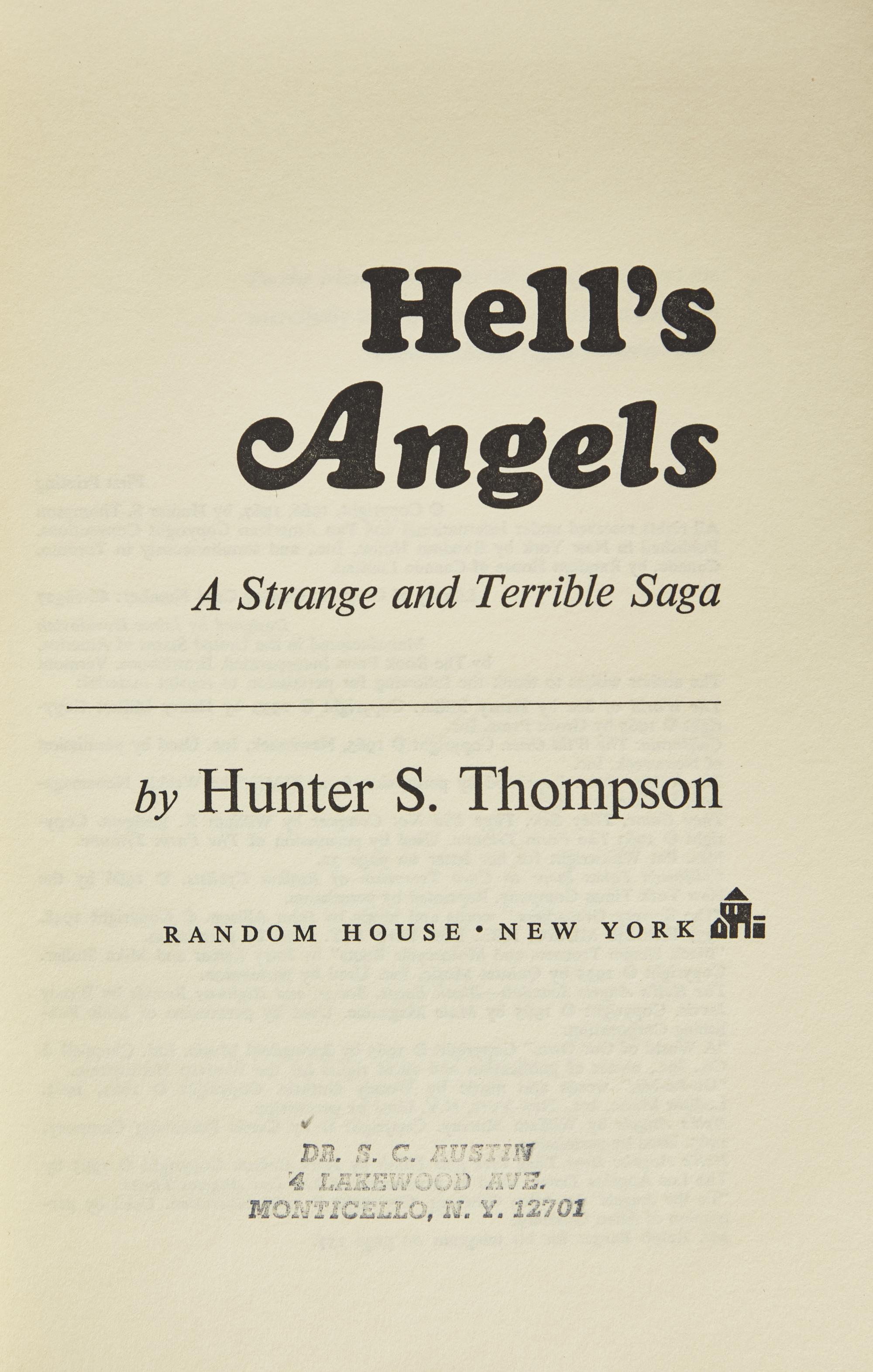 Thompson, Hunter S. Hell's Angels A Strange and Terrible Saga