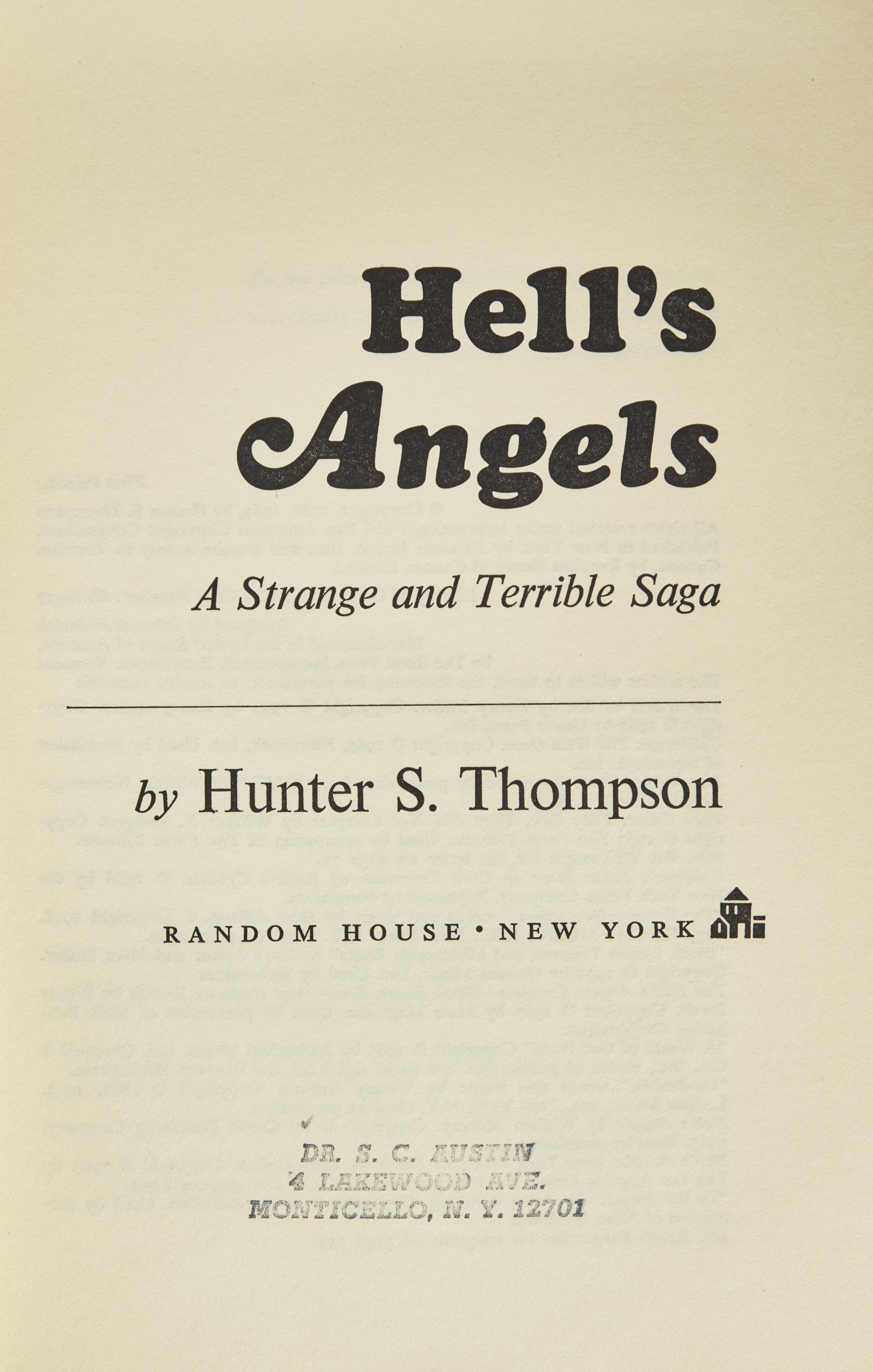 Thompson, Hunter S. Hell's Angels A Strange and Terrible Saga
