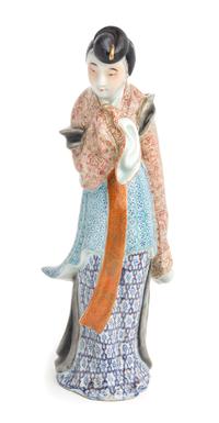 A Famille Rose Porcelain Figure of a Meiren Height 9 3/4 inches. — 19TH CENTURY