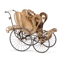 A Victorian Basket Weave Swan-Decorated Trolley