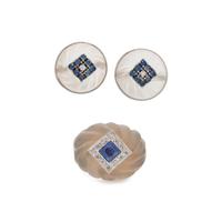 ROCK CRYSTAL, SAPPHIRE AND DIAMOND SET