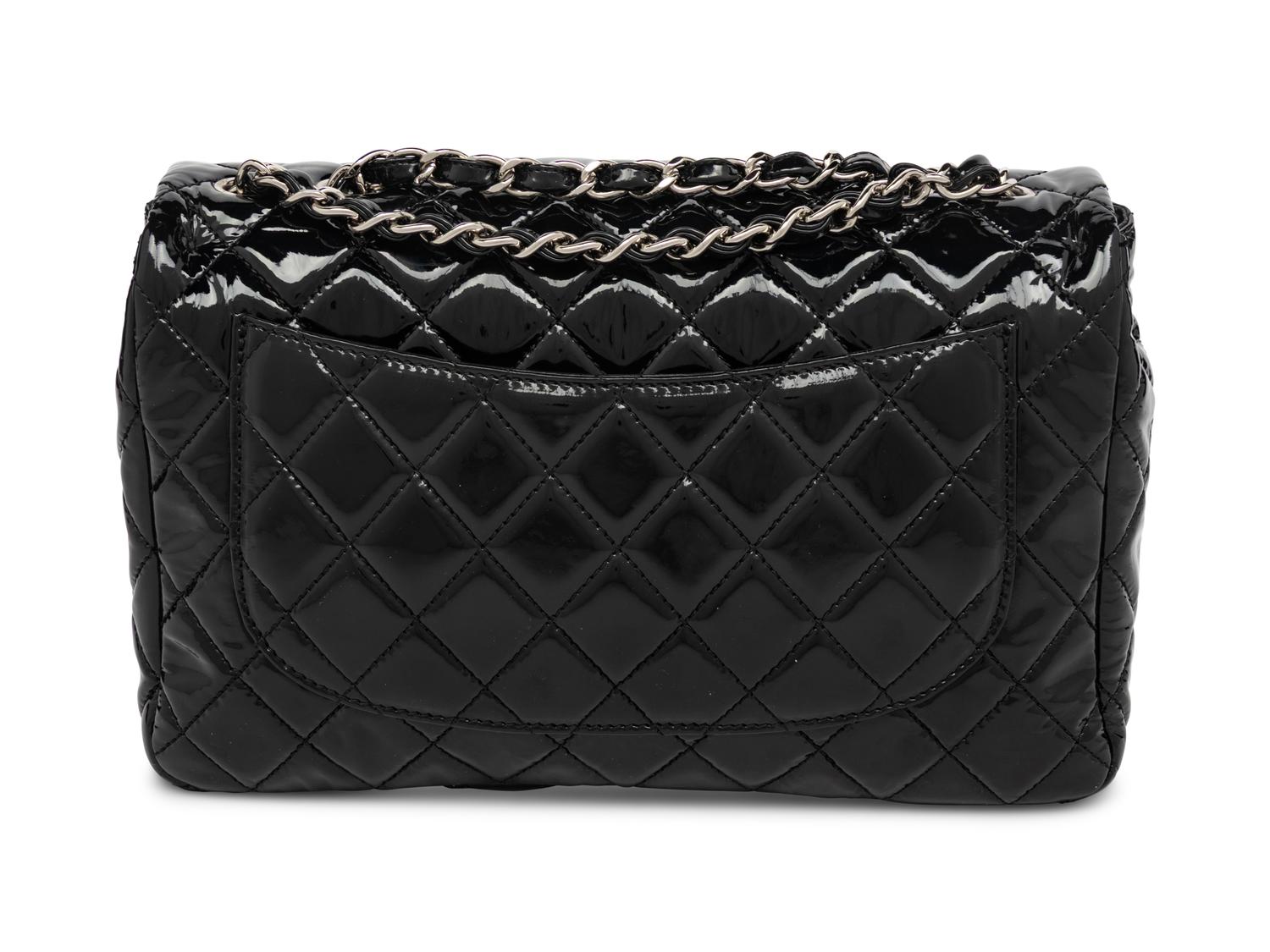 CHANEL, JUMBO PATENT LEATHER CLASSIC FLAP BAG