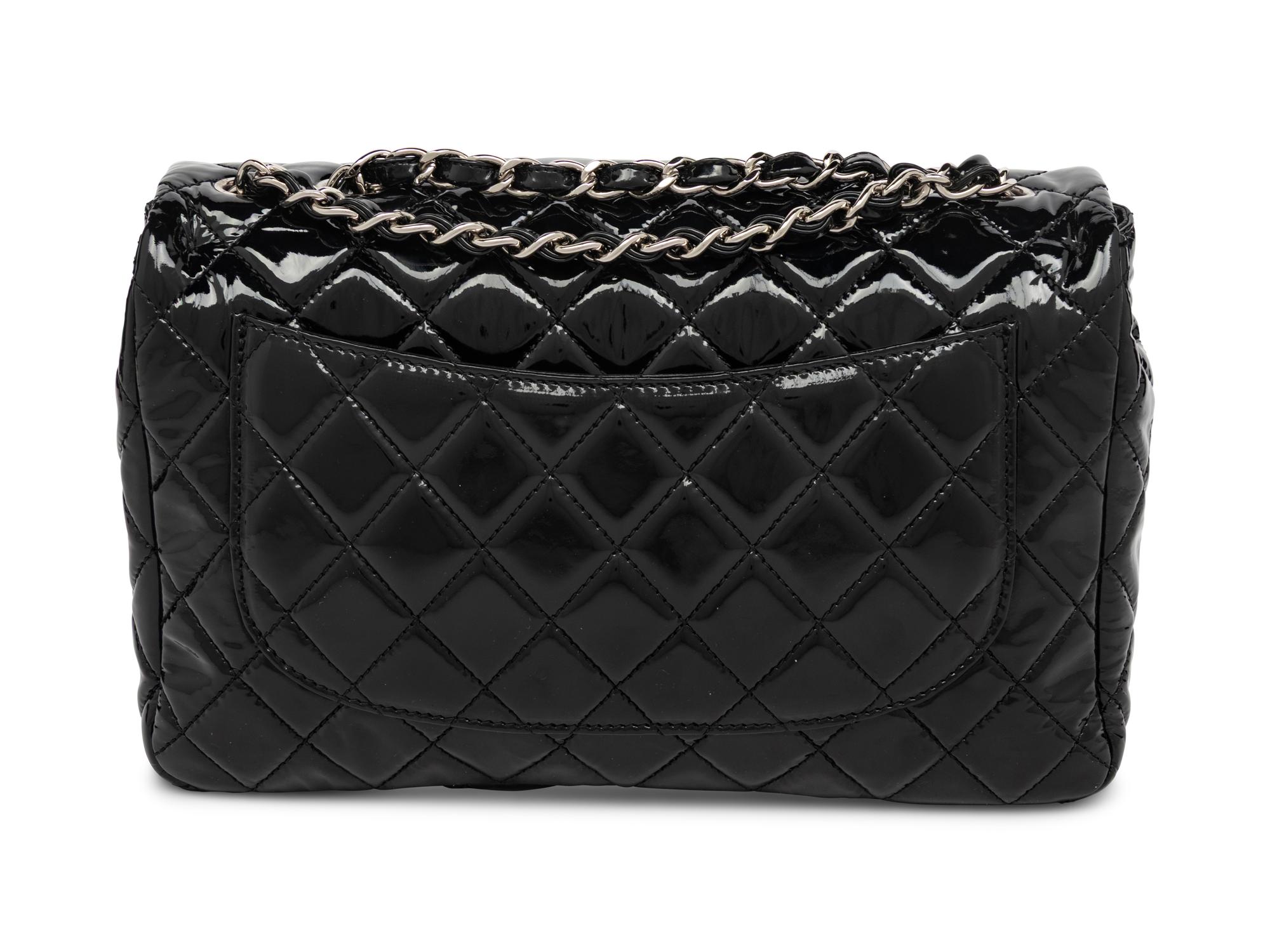 CHANEL, JUMBO PATENT LEATHER CLASSIC FLAP BAG