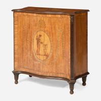 A George III Neoclassical serpentine inlaid satinwood cabinet late 18th or 19th century