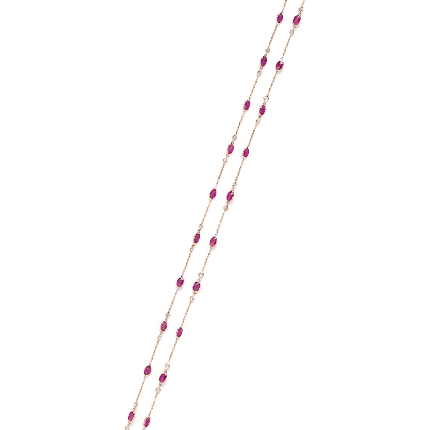 YELLOW GOLD, RUBY AND DIAMOND NECKLACE