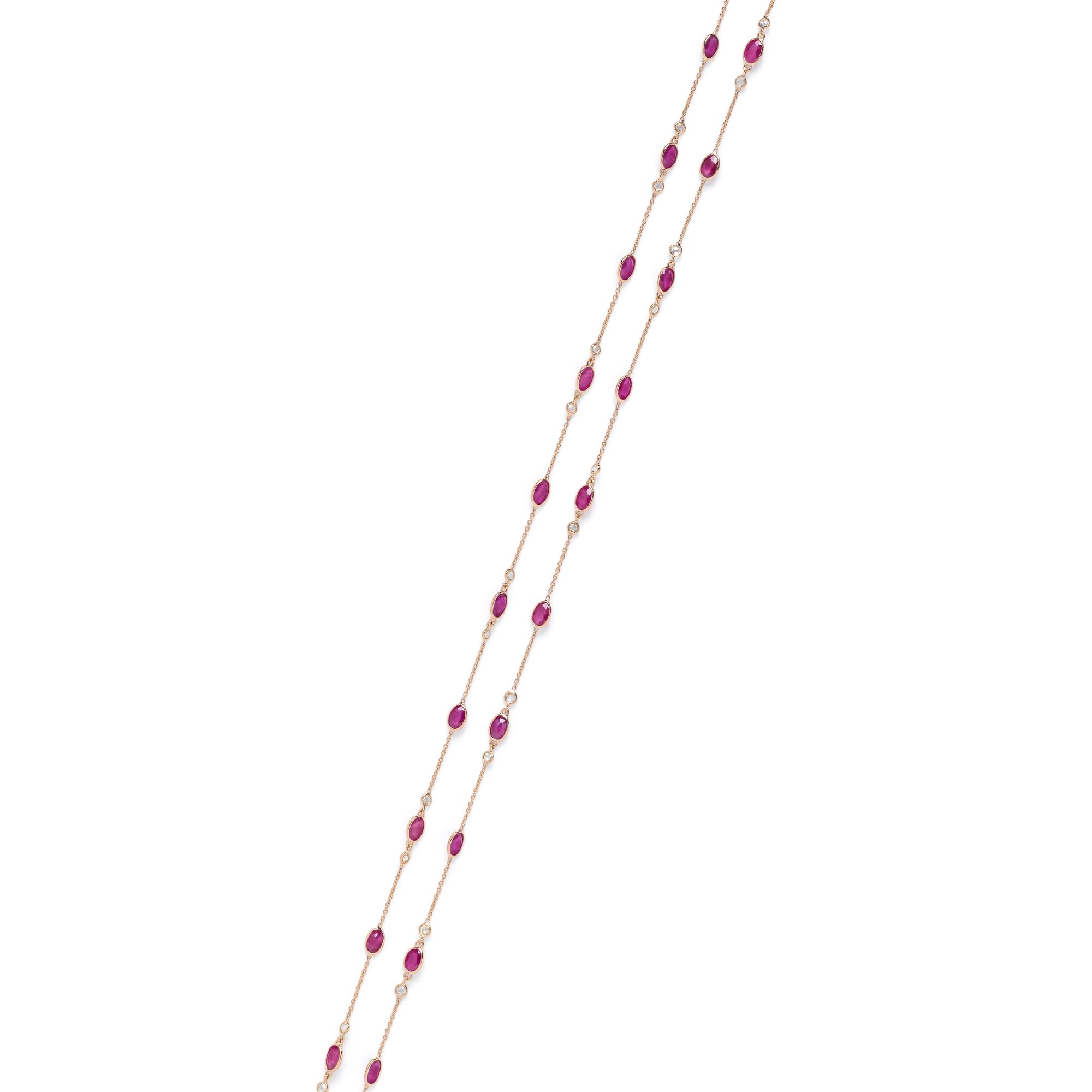 YELLOW GOLD, RUBY AND DIAMOND NECKLACE