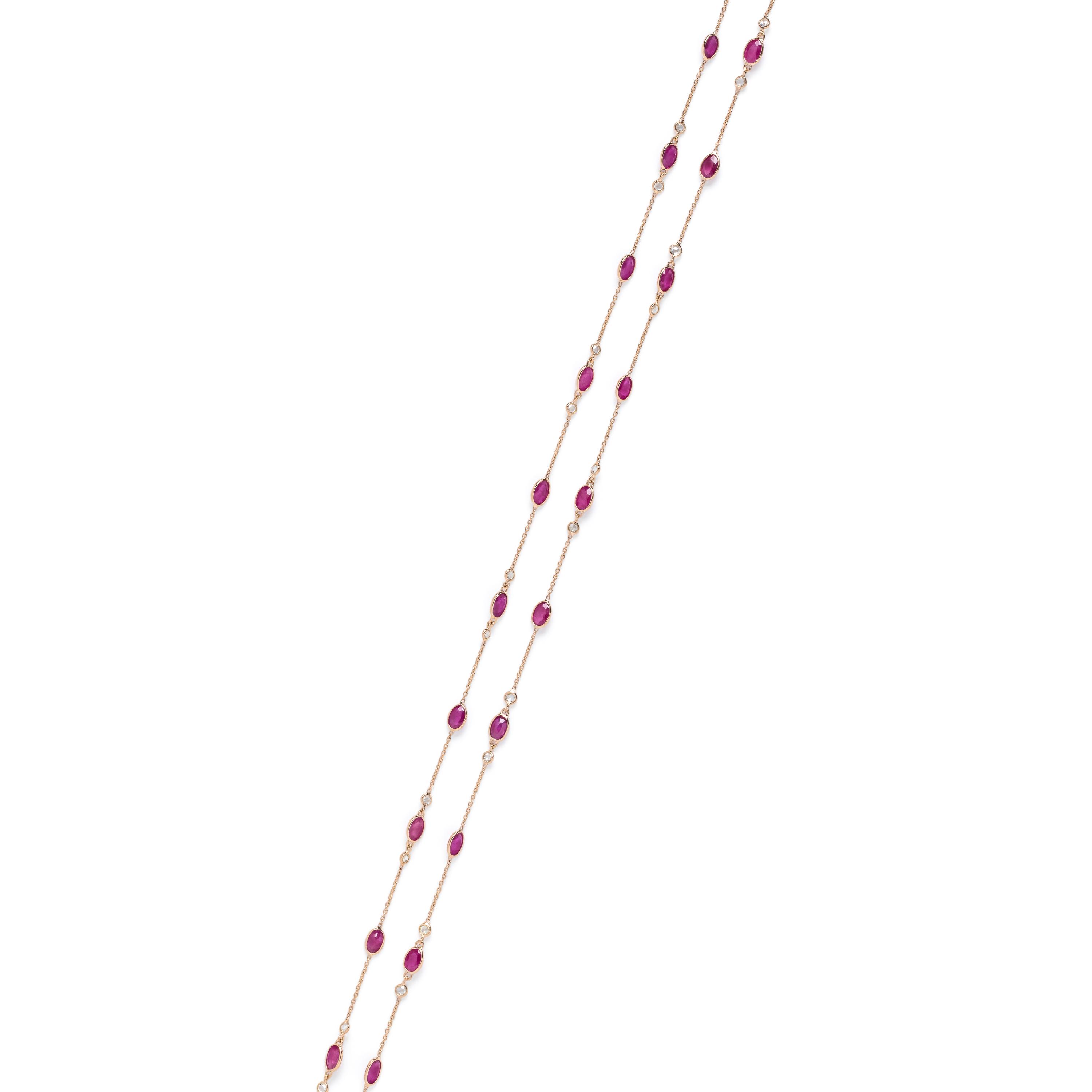 YELLOW GOLD, RUBY AND DIAMOND NECKLACE