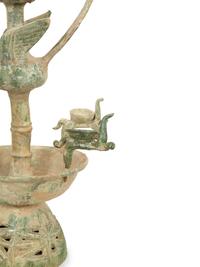 A Han Pottery Phoenix Oil Lamp