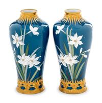 A Pair of German Pâte-sur-Pâte Porcelain Vases