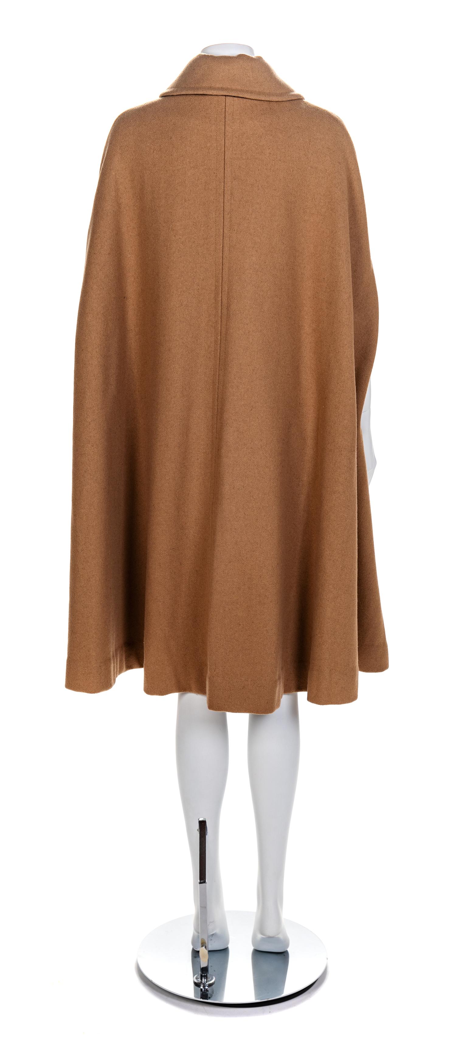 Sidney Haber Tan Wool Cape, 1960-80s No size label