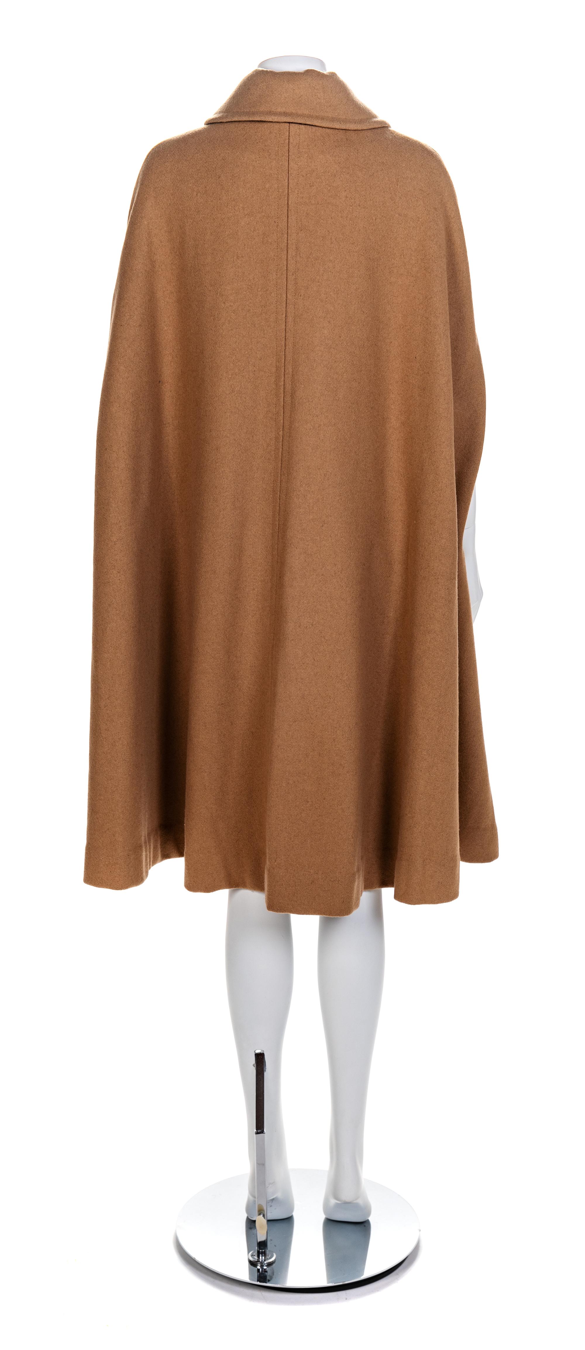 Sidney Haber Tan Wool Cape, 1960-80s No size label