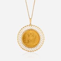 An eighteen karat gold coin pendant