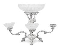 A Sheffield Silver-Plate and Cut Glass Epergne