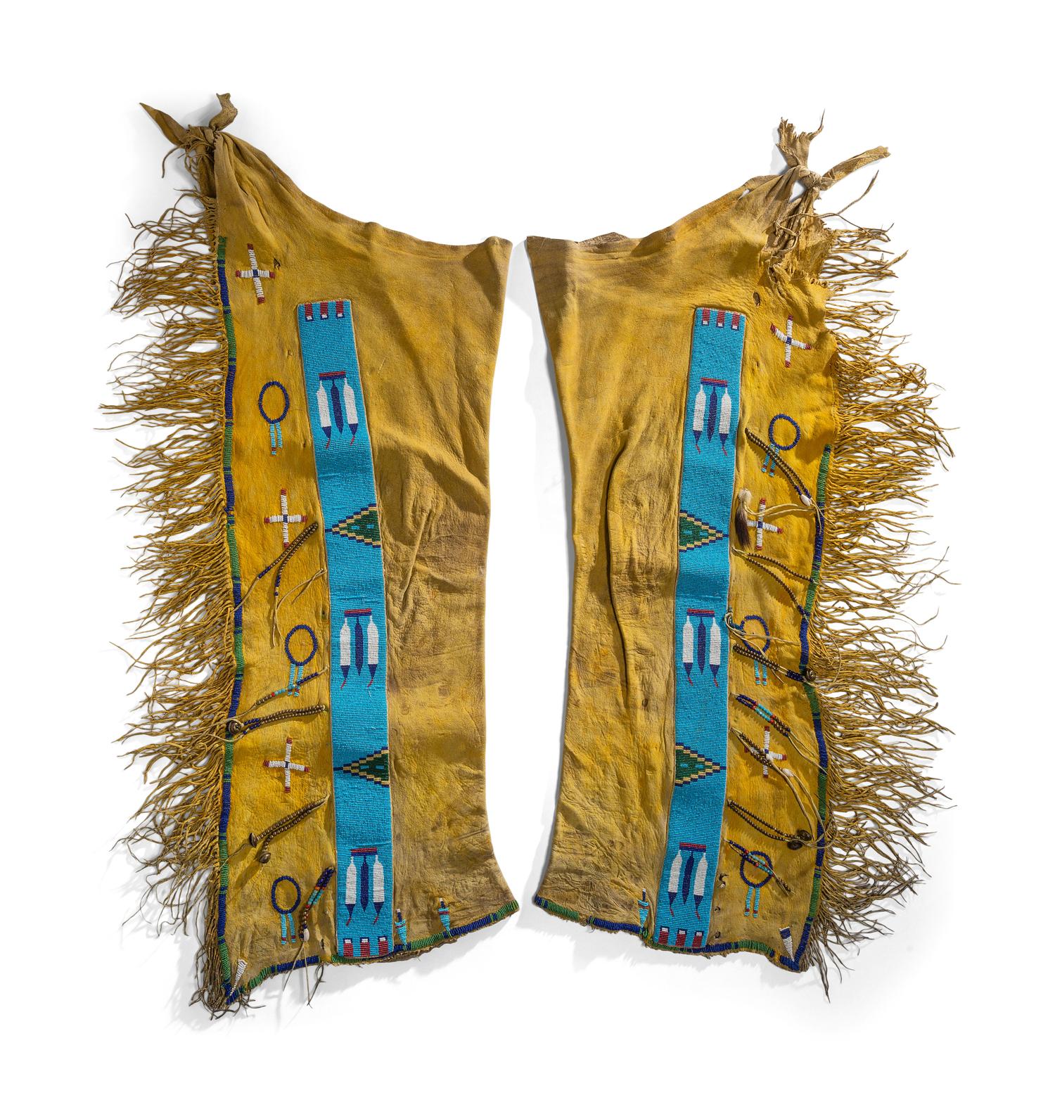 Assiniboine Beaded Hide Leggings, wth Pictorial Elements