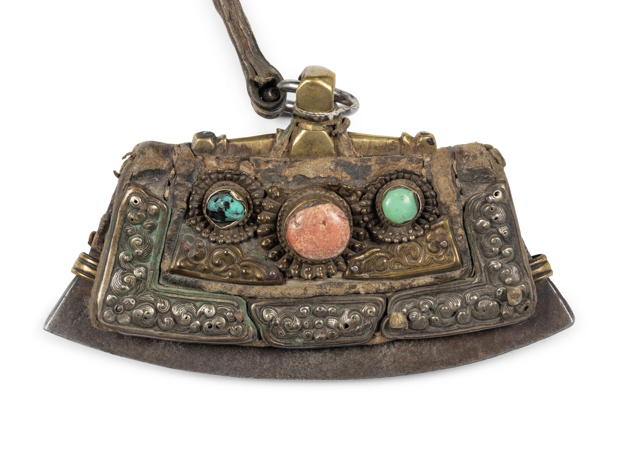 Four Tibetan Silver and Leather Pouches