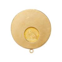 YELLOW GOLD, COIN AND ONYX PENDANT