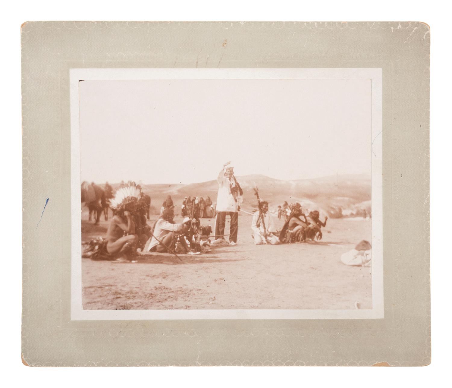 [NATIVE AMERICANS]. 2 photographs of Rosebud Indian Reservation, South Dakota, by Ella J. DEBELL.