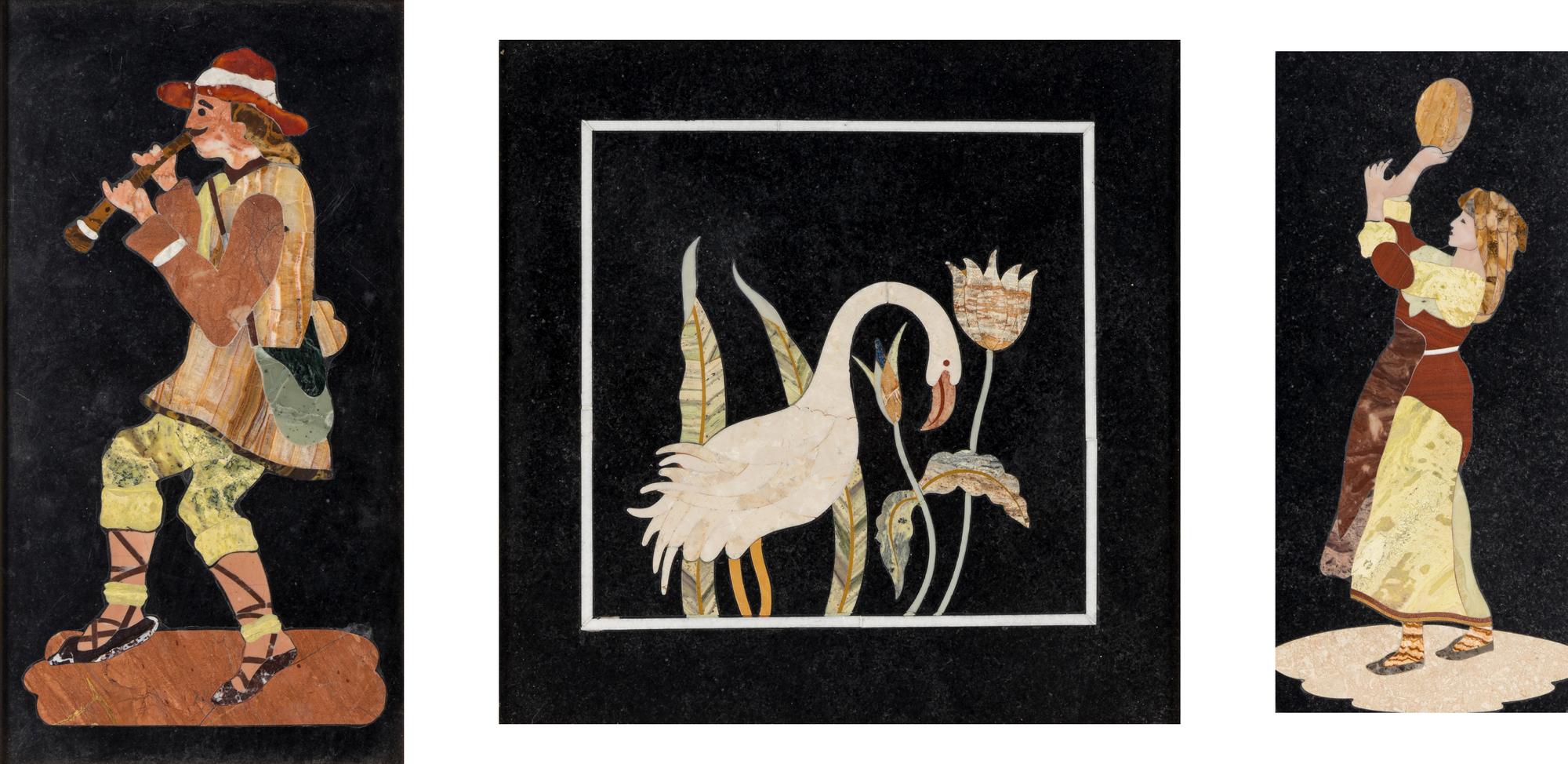 Three Continental Pietra Dura Plaques