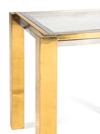 A Pair of Modernist Chrome and Brass Side Tables