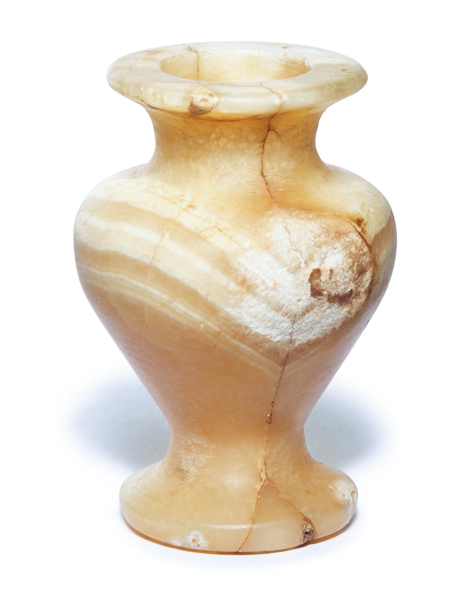 An Egyptian Banded Alabaster Kohl Pot