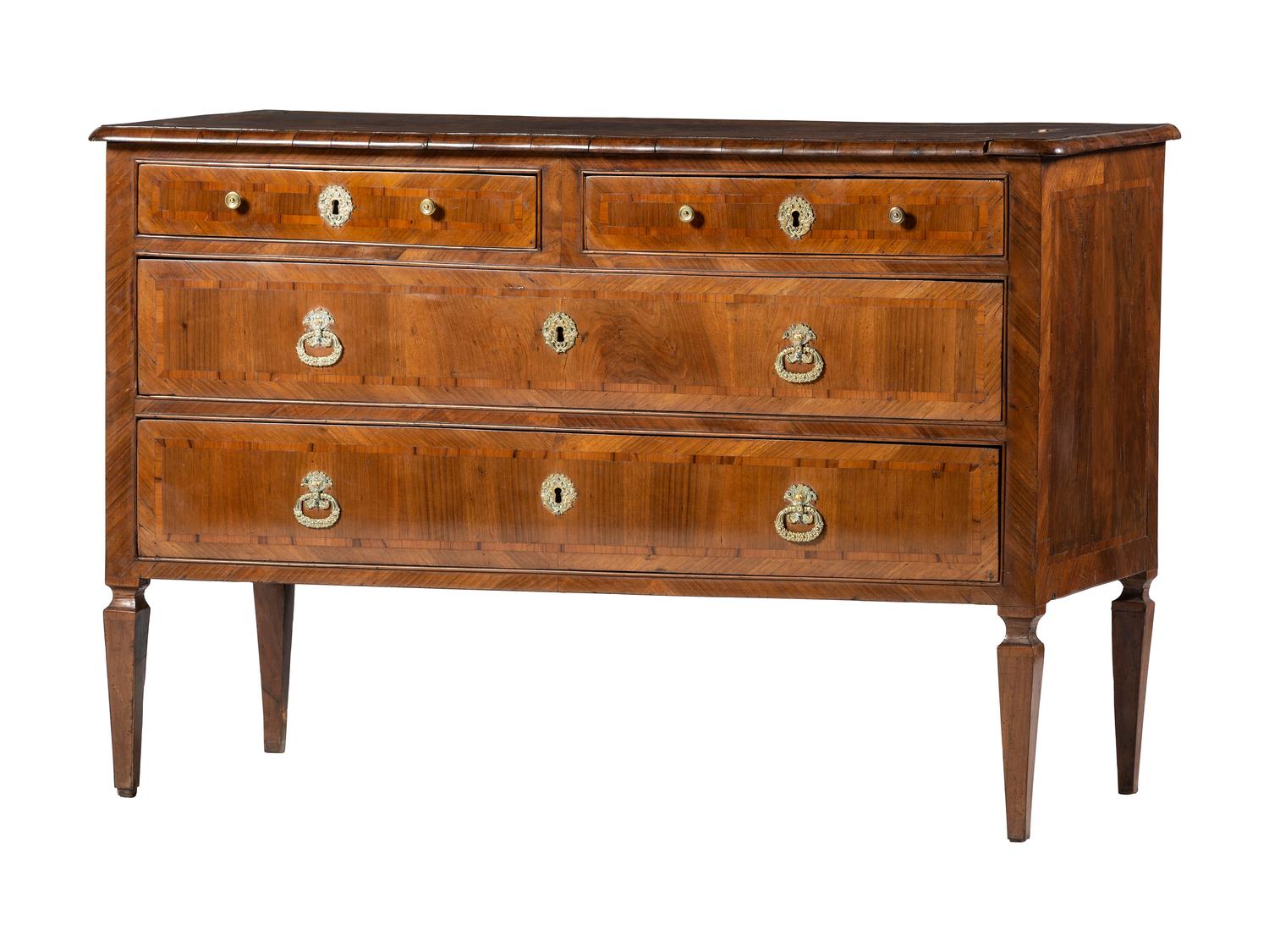 An Italian Walnut and Parquetry Commode