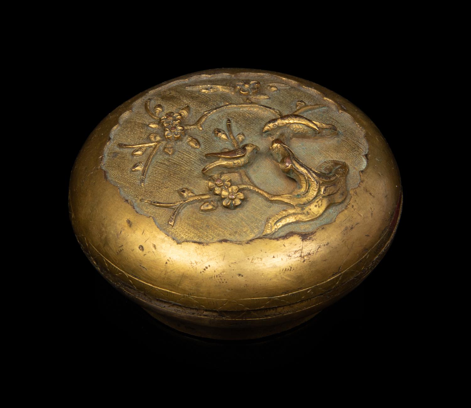 A Gilt Bronze Covered Seal Paste Box