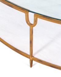 A Contemporary Gilt Metal, Stone and Glass Cocktail Table