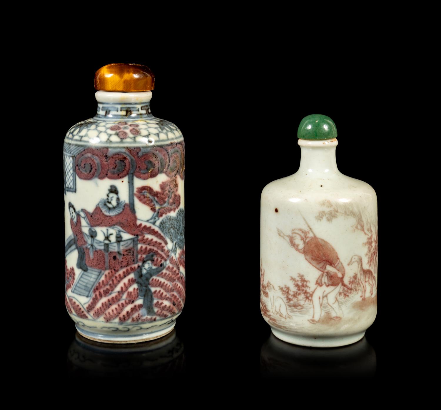 Two Copper Red Porcelain Snuff Bottles
