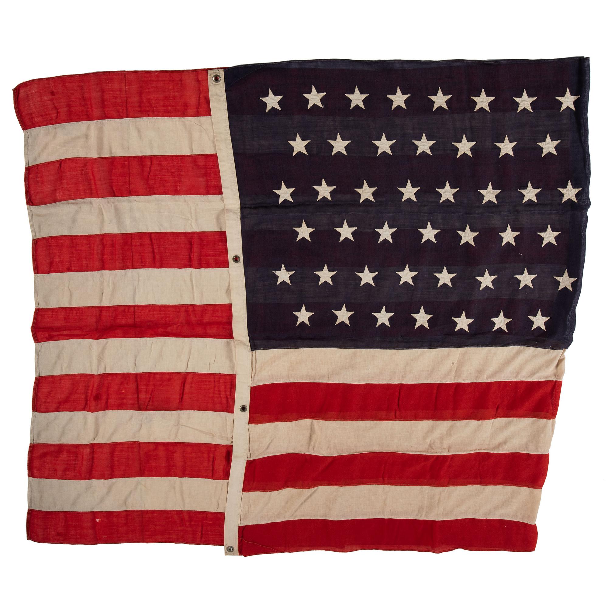[FLAGS & PATRIOTIC TEXTILES]. Two 45-star flags. [Ca 1896-1908].