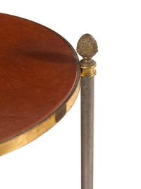 A French Steel and Brass Leather-Top Table in the Style of Maison Jansen