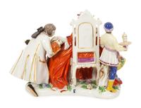 Meissen Porcelain Figural Group, The Hand Kiss