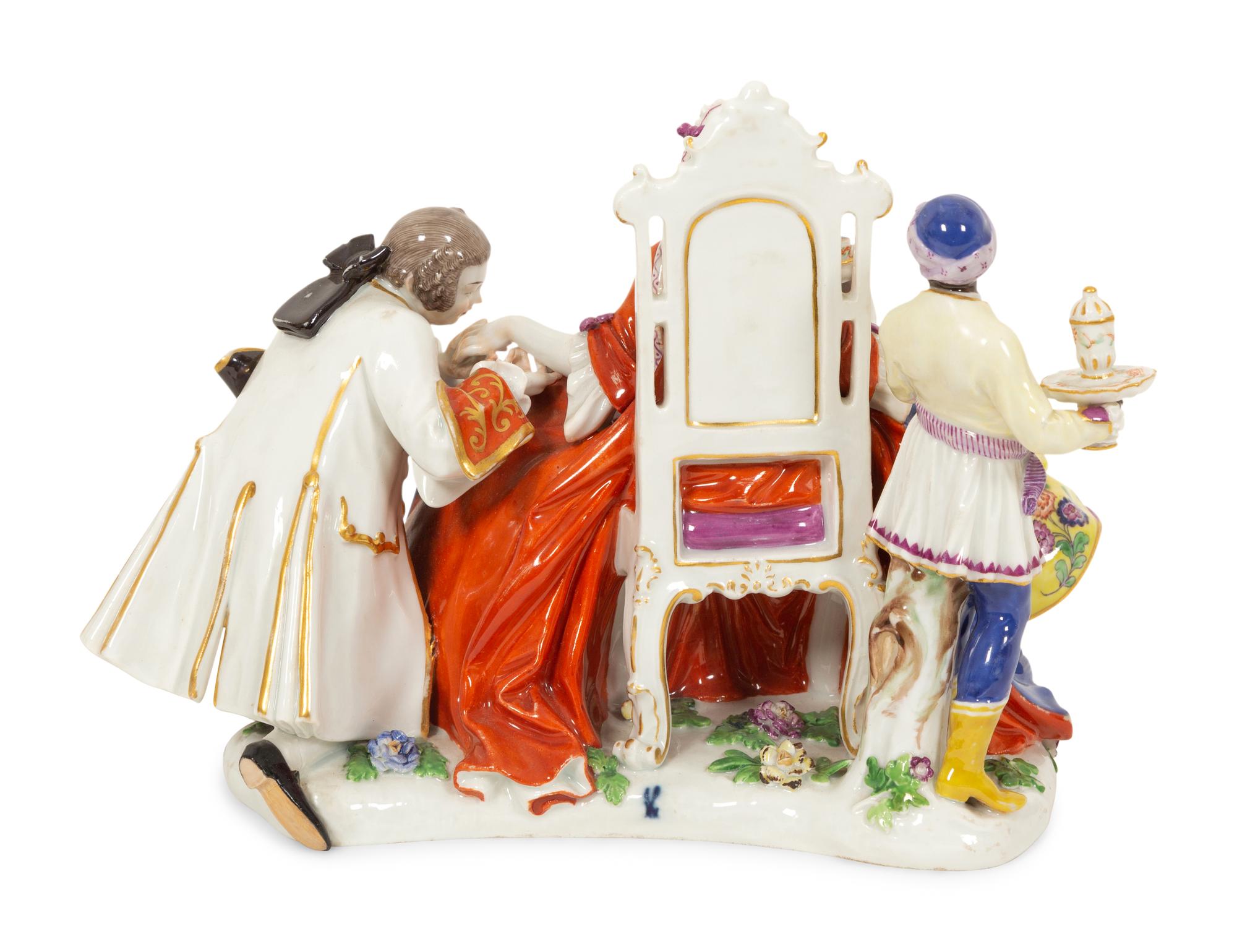 Meissen Porcelain Figural Group, The Hand Kiss