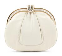 Judith Leiber White Karung Shirred Bag with White Rhinestones