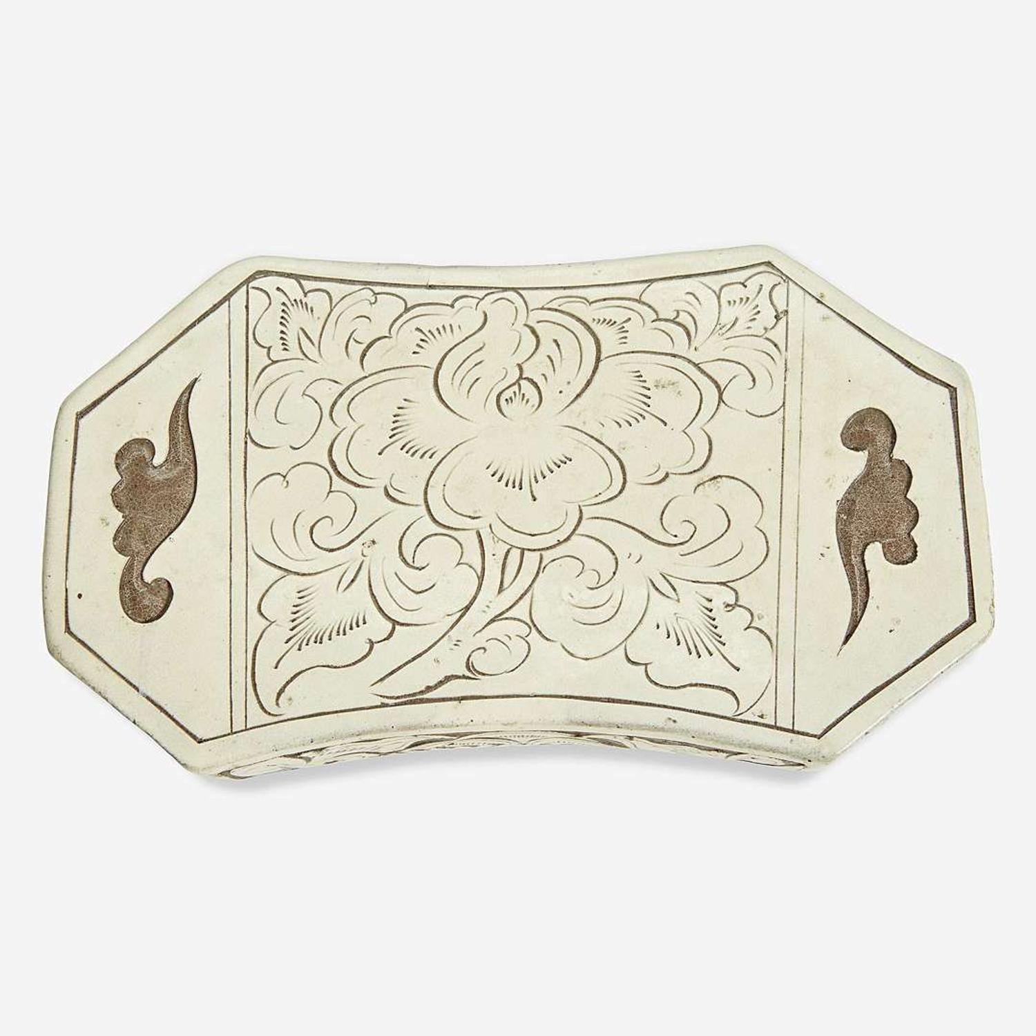 A Chinese Cizhou carved-slip decorated pottery pillow Northern Song Dynasty