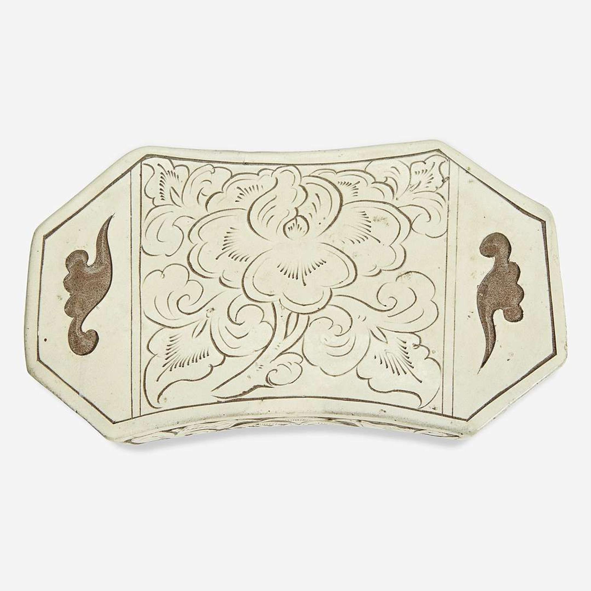 A Chinese Cizhou carved-slip decorated pottery pillow Northern Song Dynasty